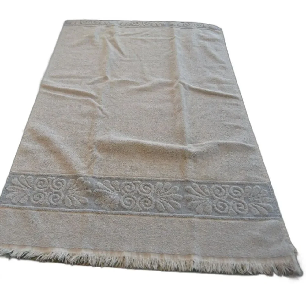 Vintage Cannon Monticello Blue Bath Towel & Hand Towel Set Fringe USA